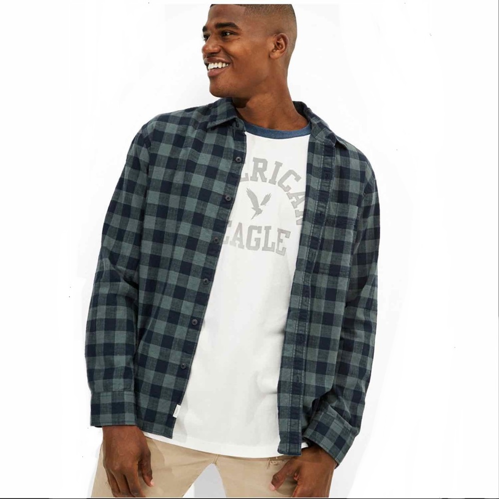 American Eagle Plaid Super Soft Everyday Flannel Shirt